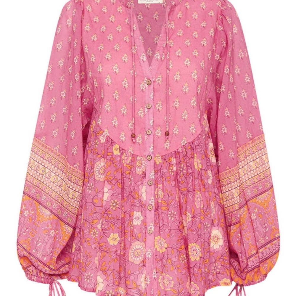 Spell & The Gypsy Collective Utopia Blouse in “Flamingo”